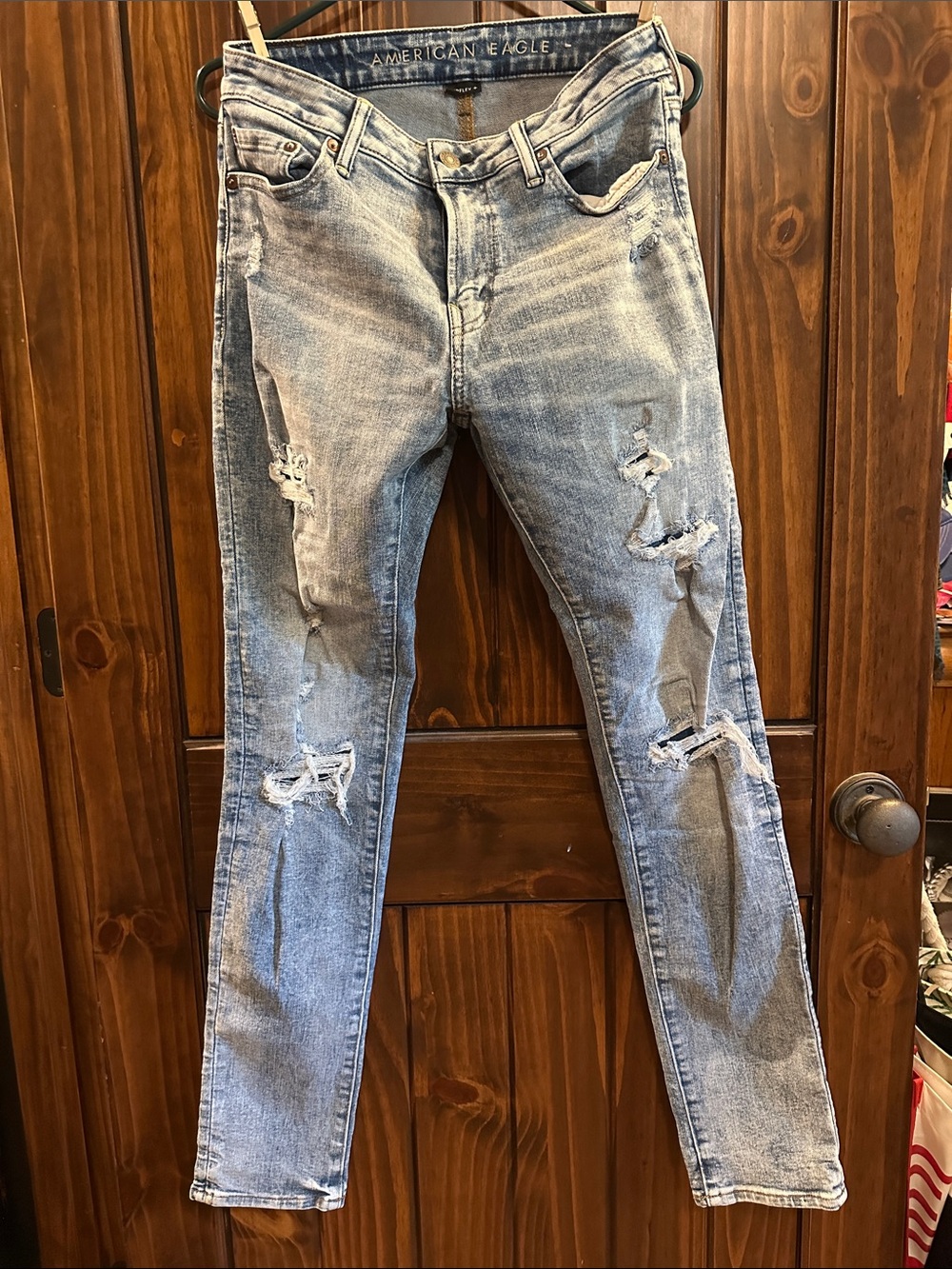 American Eagle Outfitters Men's Skinny Ripped Light Blue Jeans size 30x34